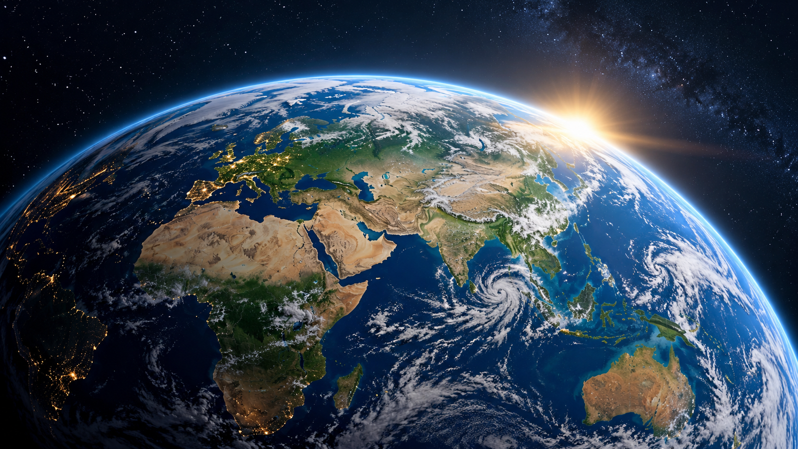 Earth viewed from space, representing our shared home.
